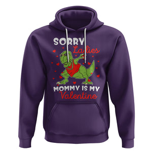 Sorry Ladies Mommy Is My Valentine Hoodie Funny Dabbing Dinosaur Stealing Heart TS09 Purple Printyourwear