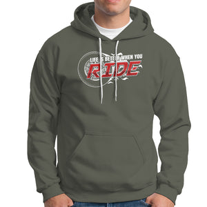 Motorcycle Rider Hoodie Life is Better When You Ride TS09 Military Green Printyourwear