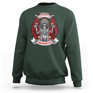 Motorcycle Rider Sweatshirt American Indian Biker Club TS09 Dark Forest Green Printyourwear