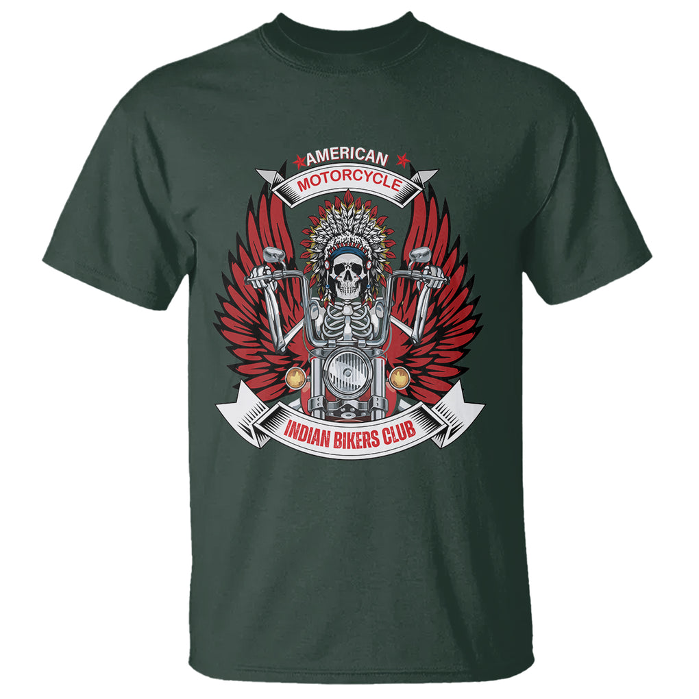 Motorcycle Rider T Shirt American Indian Biker Club TS09 Dark Forest Green Printyourwear