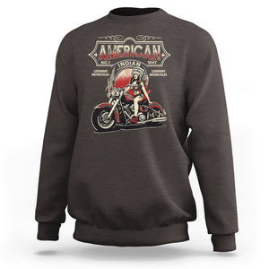 Motorcycle Rider Sweatshirt Native American Indian Legendary Retro Biker TS09 Dark Chocolate Printyourwear