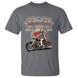 Motorcycle Rider T Shirt Native American Indian Legendary Retro Biker TS09 Charcoal Printyourwear