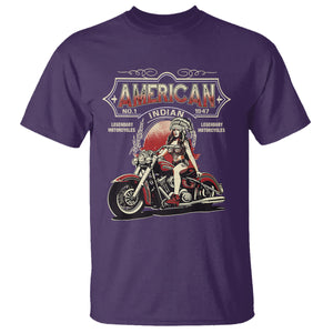 Motorcycle Rider T Shirt Native American Indian Legendary Retro Biker TS09 Purple Printyourwear