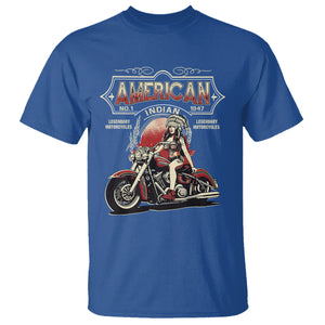 Motorcycle Rider T Shirt Native American Indian Legendary Retro Biker TS09 Royal Blue Printyourwear