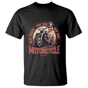 Real Women Ride Men Who Ride Motorcycles Retro Rider Lady T Shirt TS09 Black Printyourwear