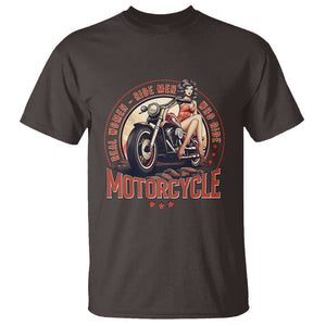 Real Women Ride Men Who Ride Motorcycles Retro Rider Lady T Shirt TS09 Dark Chocolate Printyourwear