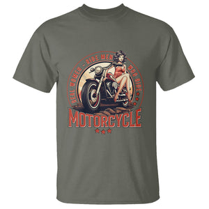 Real Women Ride Men Who Ride Motorcycles Retro Rider Lady T Shirt TS09 Military Green Printyourwear