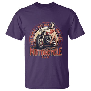 Real Women Ride Men Who Ride Motorcycles Retro Rider Lady T Shirt TS09 Purple Printyourwear