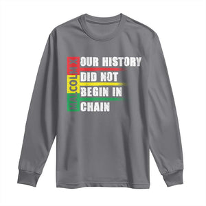 Malcolm X Long Sleeve Shirt Our History Did Not Begin In Chains TS09 Charcoal Print Your Wear