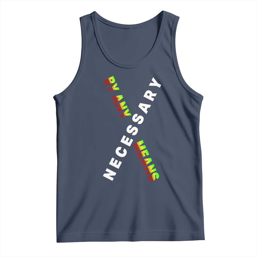 Malcolm X Tank Top By Any Means Necessary Black History TS09 Navy Print Your Wear