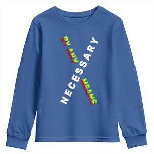 Malcolm X Youth Sweatshirt By Any Means Necessary Black History TS09 Royal Blue Print Your Wear