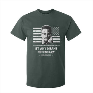 Malcolm X T Shirt For Kid By Any Means Necessary American Flag TS09 Dark Forest Green Print Your Wear