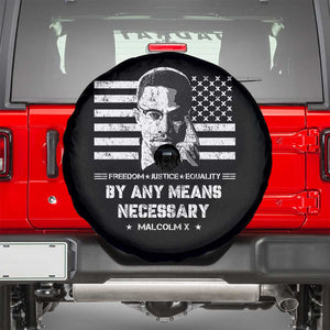 Malcolm X Spare Tire Cover By Any Means Necessary American Flag TS09 Black Print Your Wear