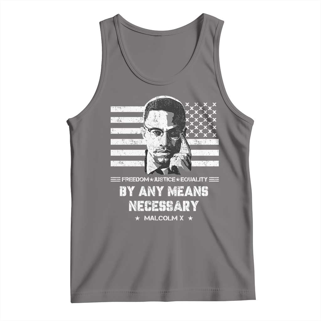 Malcolm X Tank Top By Any Means Necessary American Flag TS09 Deep Heather Print Your Wear