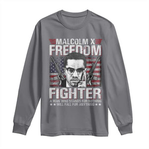 Malcolm X Long Sleeve Shirt A Man Who Stands For Nothing Will Fall For Anything TS09 Charcoal Print Your Wear