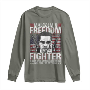 Malcolm X Long Sleeve Shirt A Man Who Stands For Nothing Will Fall For Anything TS09 Military Green Print Your Wear