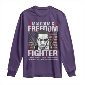 Malcolm X Long Sleeve Shirt A Man Who Stands For Nothing Will Fall For Anything TS09 Purple Print Your Wear