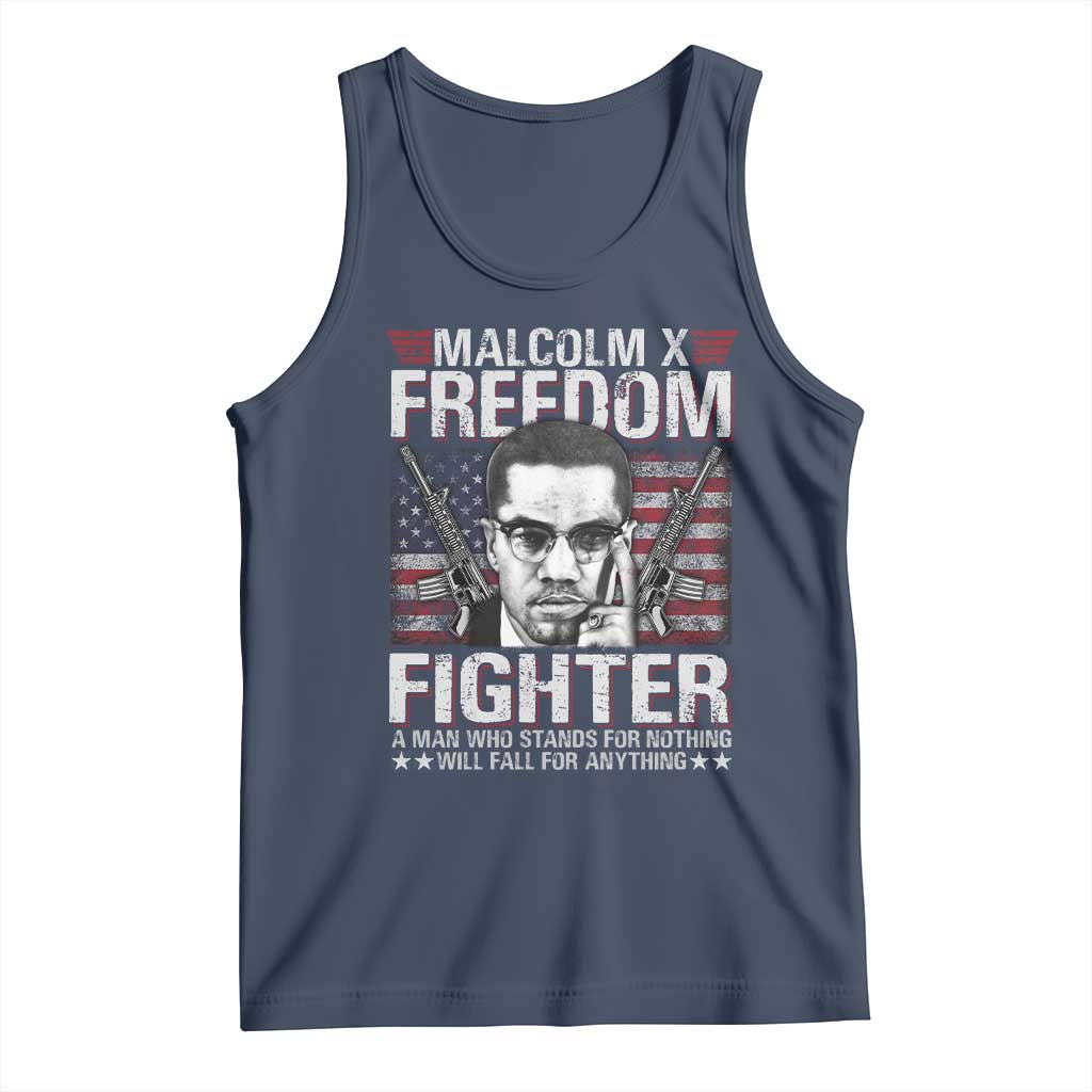 Malcolm X Tank Top A Man Who Stands For Nothing Will Fall For Anything TS09 Navy Print Your Wear