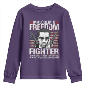 Malcolm X Youth Sweatshirt A Man Who Stands For Nothing Will Fall For Anything TS09 Purple Print Your Wear
