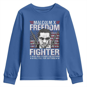 Malcolm X Youth Sweatshirt A Man Who Stands For Nothing Will Fall For Anything TS09 Royal Blue Print Your Wear