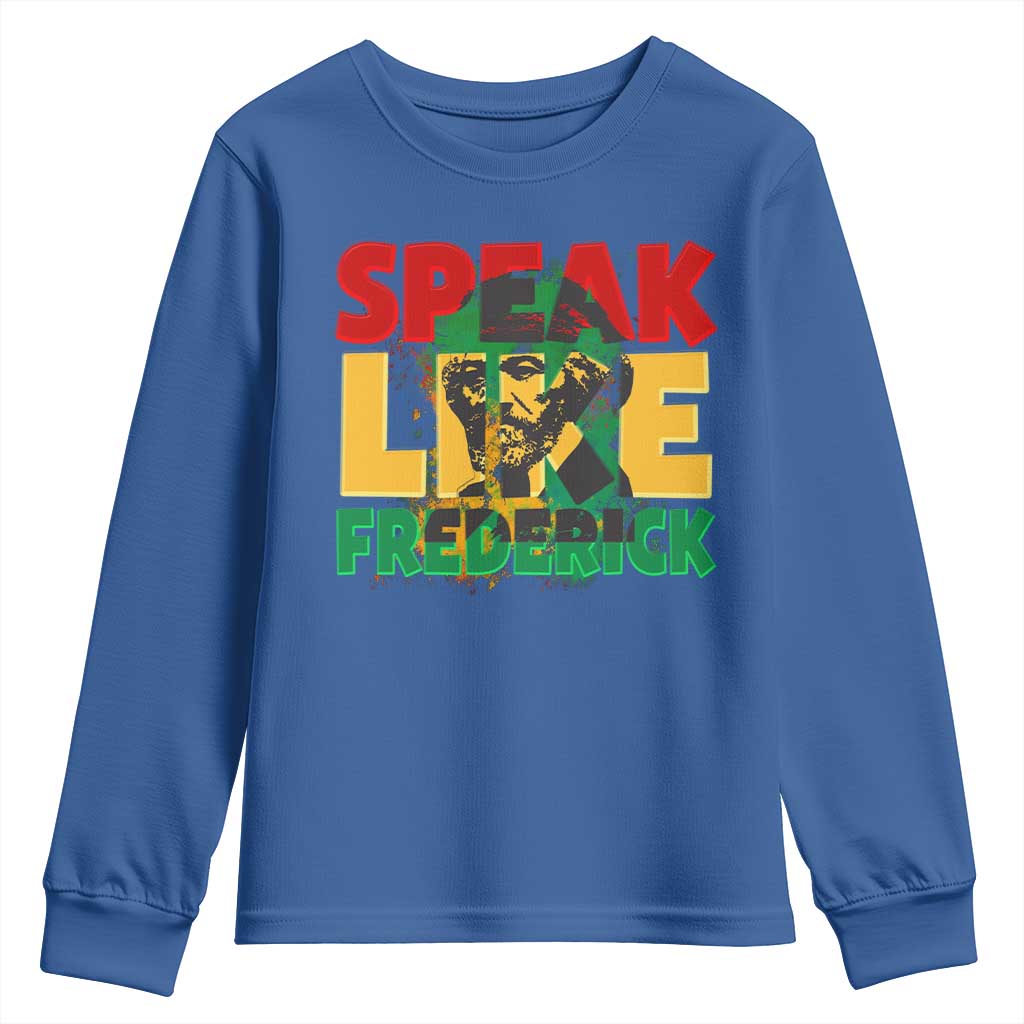 Speak Like Frederick Douglass Youth Sweatshirt Black History Month TS09 Royal Blue Print Your Wear