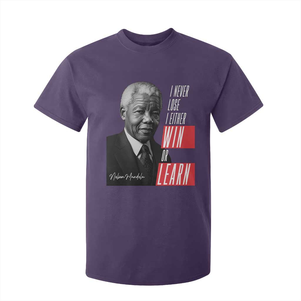 Nelson Mandela's Motivational T Shirt For Kid I Never Lose I Either Win Or Learn TS09 Purple Print Your Wear