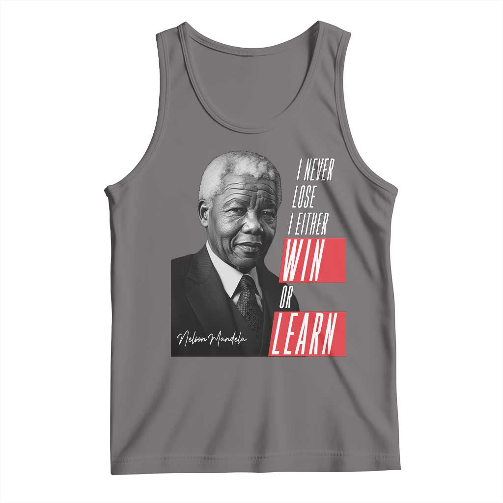 Nelson Mandela's Motivational Tank Top I Never Lose I Either Win Or Learn TS09 Deep Heather Print Your Wear