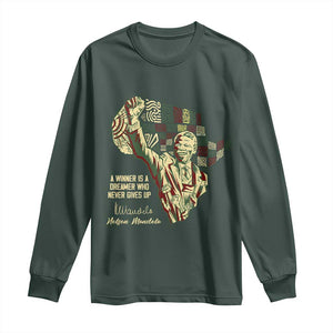 Nelson Mandela Long Sleeve Shirt A Winner Is A Dreamer Who Never Gives Up TS09 Dark Forest Green Print Your Wear