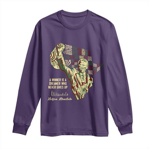 Nelson Mandela Long Sleeve Shirt A Winner Is A Dreamer Who Never Gives Up TS09 Purple Print Your Wear