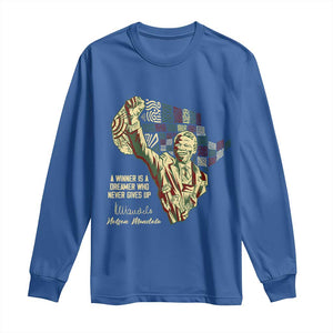 Nelson Mandela Long Sleeve Shirt A Winner Is A Dreamer Who Never Gives Up TS09 Royal Blue Print Your Wear