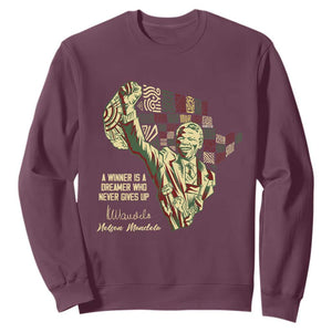 Nelson Mandela Sweatshirt A Winner Is A Dreamer Who Never Gives Up TS09 Maroon Print Your Wear