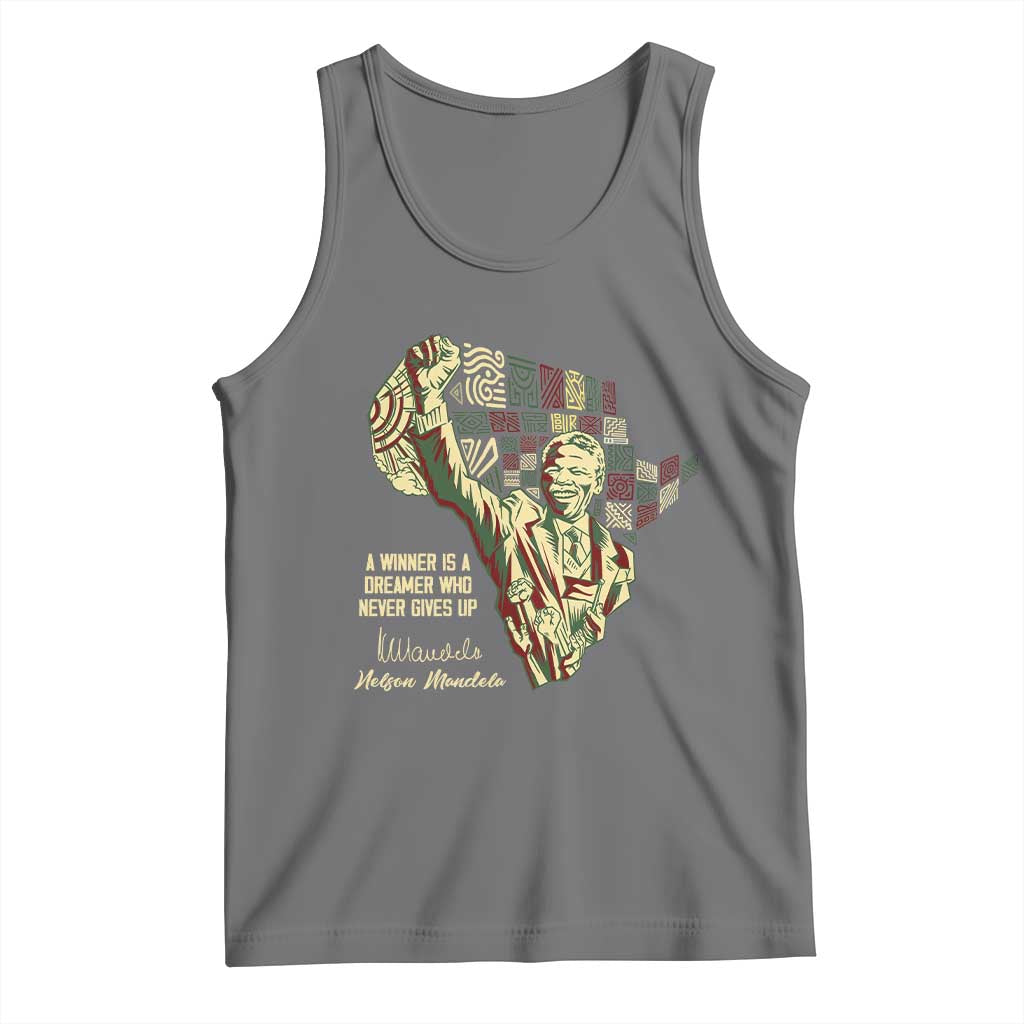 Nelson Mandela Tank Top A Winner Is A Dreamer Who Never Gives Up TS09 Black Heather Print Your Wear