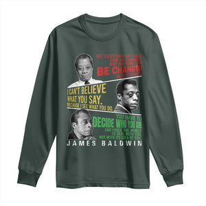 James Baldwin Long Sleeve Shirt Famous Quotes Nothing Can Be Changed Until It Is Faced TS09 Dark Forest Green Print Your Wear