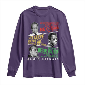 James Baldwin Long Sleeve Shirt Famous Quotes Nothing Can Be Changed Until It Is Faced TS09 Purple Print Your Wear