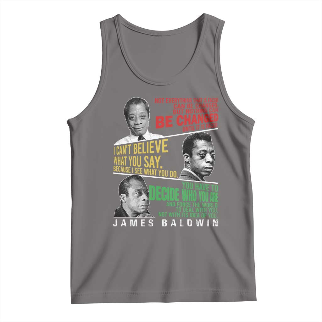 James Baldwin Tank Top Famous Quotes Nothing Can Be Changed Until It Is Faced TS09 Deep Heather Print Your Wear