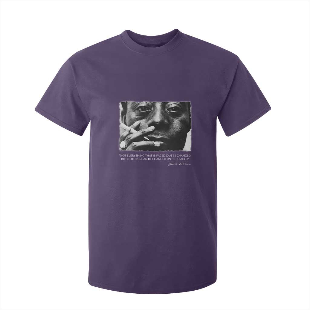 James Baldwin T Shirt For Kid Not Everything That Is Faced Can Be Changed But Nothing Can Be Changed Until It Is Faced TS09 Purple Print Your Wear