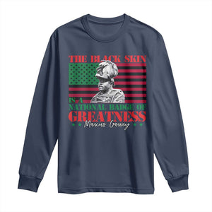 Marcus Garvey Long Sleeve Shirt The Black Skin Is A National Badge Of Greatness African American Flag TS09 Navy Print Your Wear