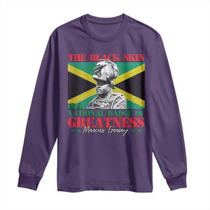 Marcus Garvey Long Sleeve Shirt The Black Skin Is A National Badge Of Greatness Jamaican Flag TS09 Purple Print Your Wear