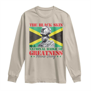 Marcus Garvey Long Sleeve Shirt The Black Skin Is A National Badge Of Greatness Jamaican Flag TS09 Sand Print Your Wear