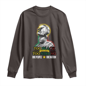 Marcus Garvey Long Sleeve Shirt Too Black Too Strong One People One Nation TS09 Dark Chocolate Print Your Wear