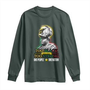 Marcus Garvey Long Sleeve Shirt Too Black Too Strong One People One Nation TS09 Dark Forest Green Print Your Wear