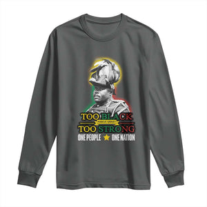 Marcus Garvey Long Sleeve Shirt Too Black Too Strong One People One Nation TS09 Dark Heather Print Your Wear