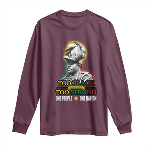 Marcus Garvey Long Sleeve Shirt Too Black Too Strong One People One Nation TS09 Maroon Print Your Wear