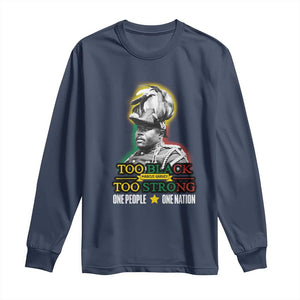 Marcus Garvey Long Sleeve Shirt Too Black Too Strong One People One Nation TS09 Navy Print Your Wear