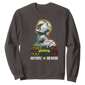 Marcus Garvey Sweatshirt Too Black Too Strong One People One Nation TS09 Dark Chocolate Print Your Wear