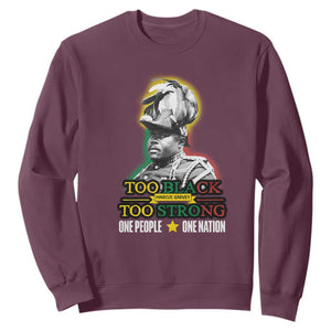 Marcus Garvey Sweatshirt Too Black Too Strong One People One Nation TS09 Maroon Print Your Wear