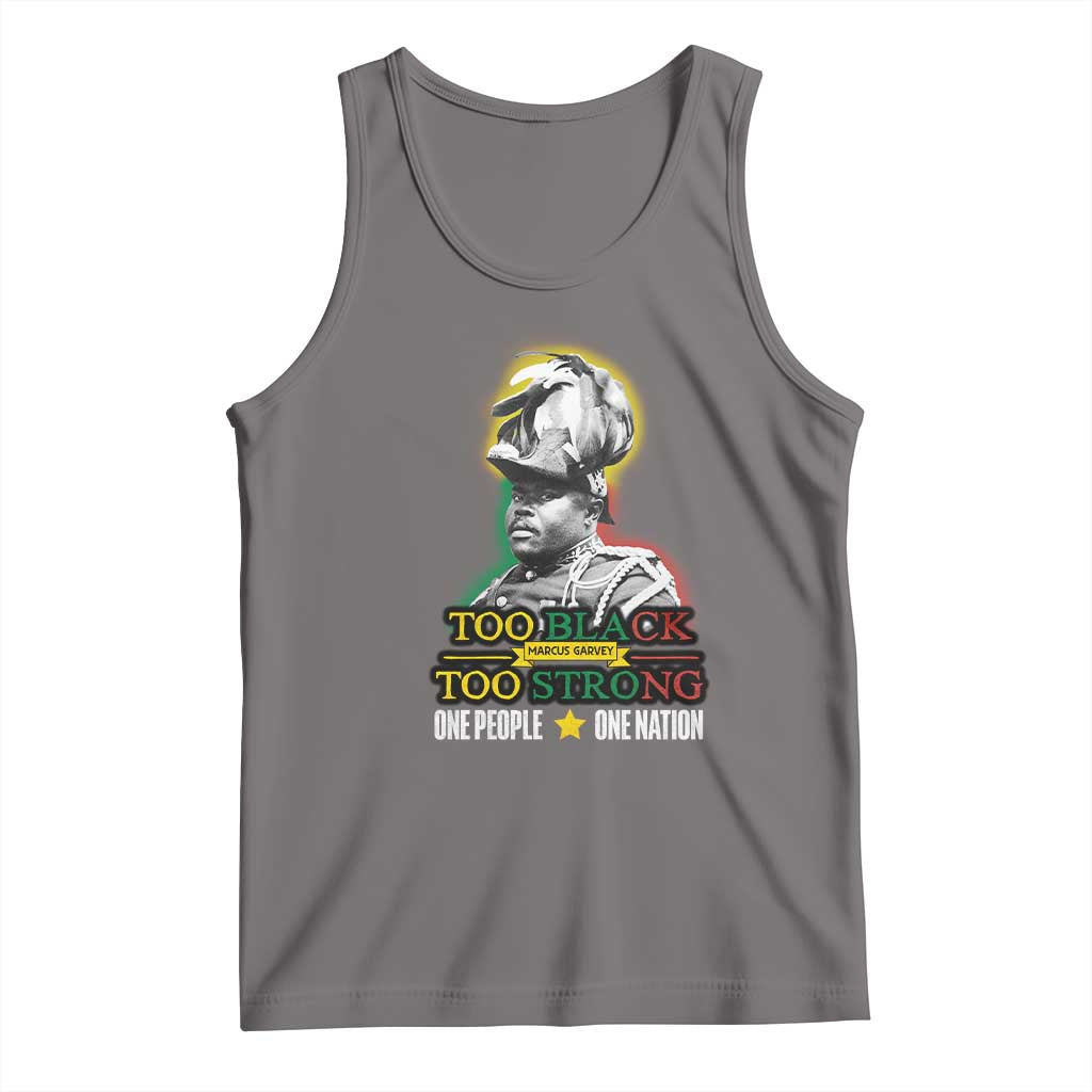 Marcus Garvey Tank Top Too Black Too Strong One People One Nation TS09 Deep Heather Print Your Wear