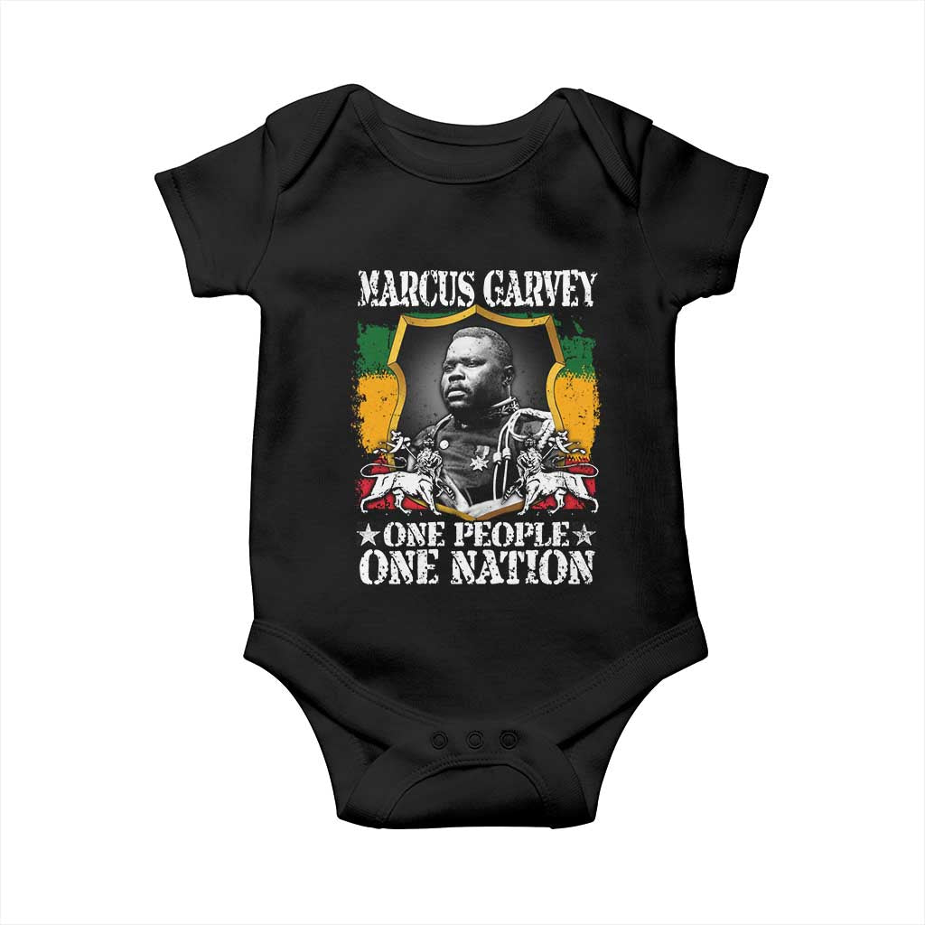 Marcus Garvey Baby Onesie One People One Nation Jamaica Legends Rasta TS09 Black Print Your Wear