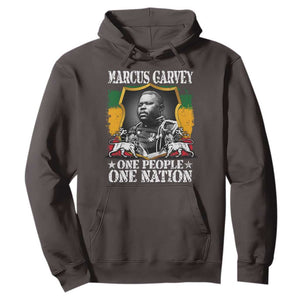 Marcus Garvey Hoodie One People One Nation Jamaica Legends Rasta TS09 Dark Chocolate Print Your Wear