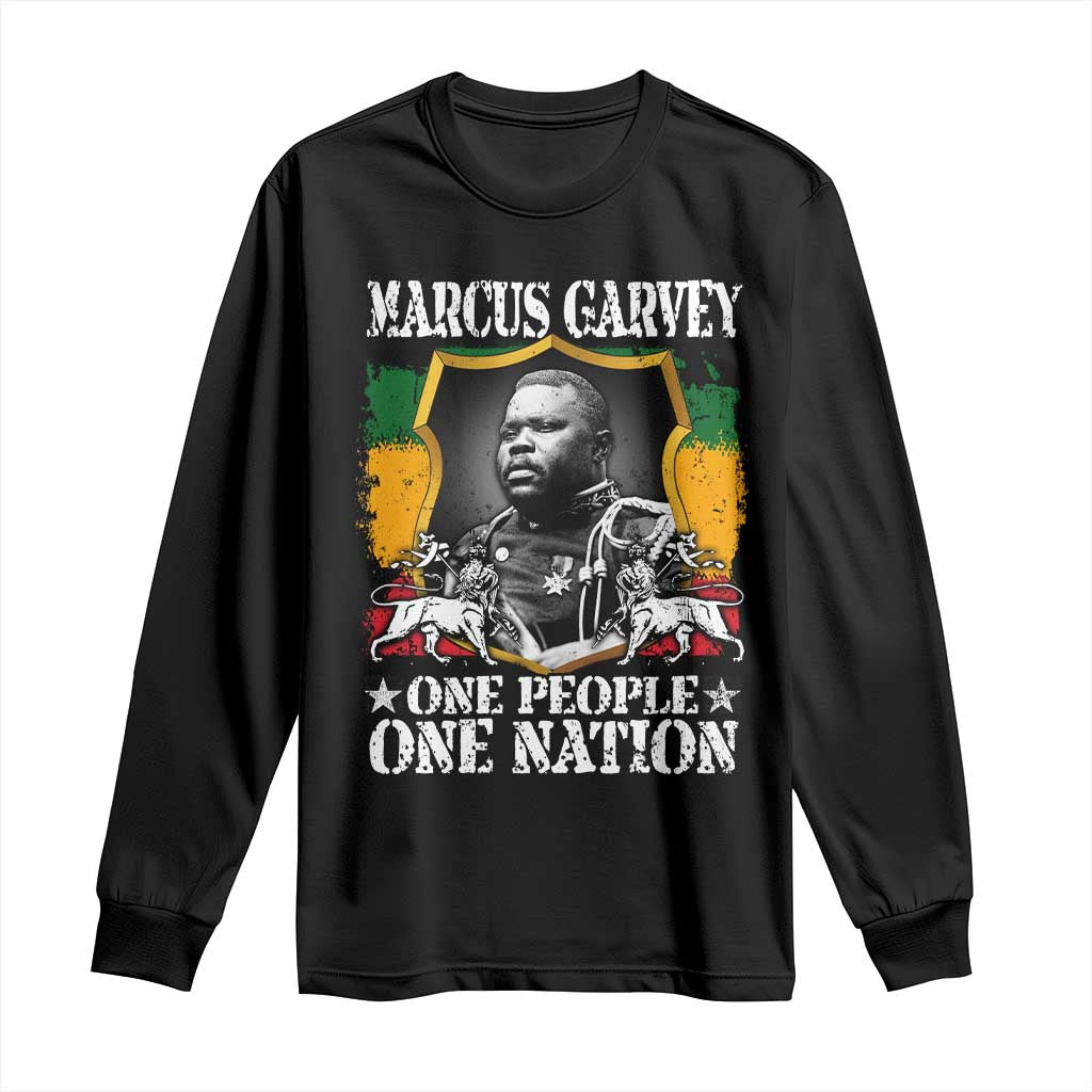 Marcus Garvey Long Sleeve Shirt One People One Nation Jamaica Legends Rasta TS09 Black Print Your Wear